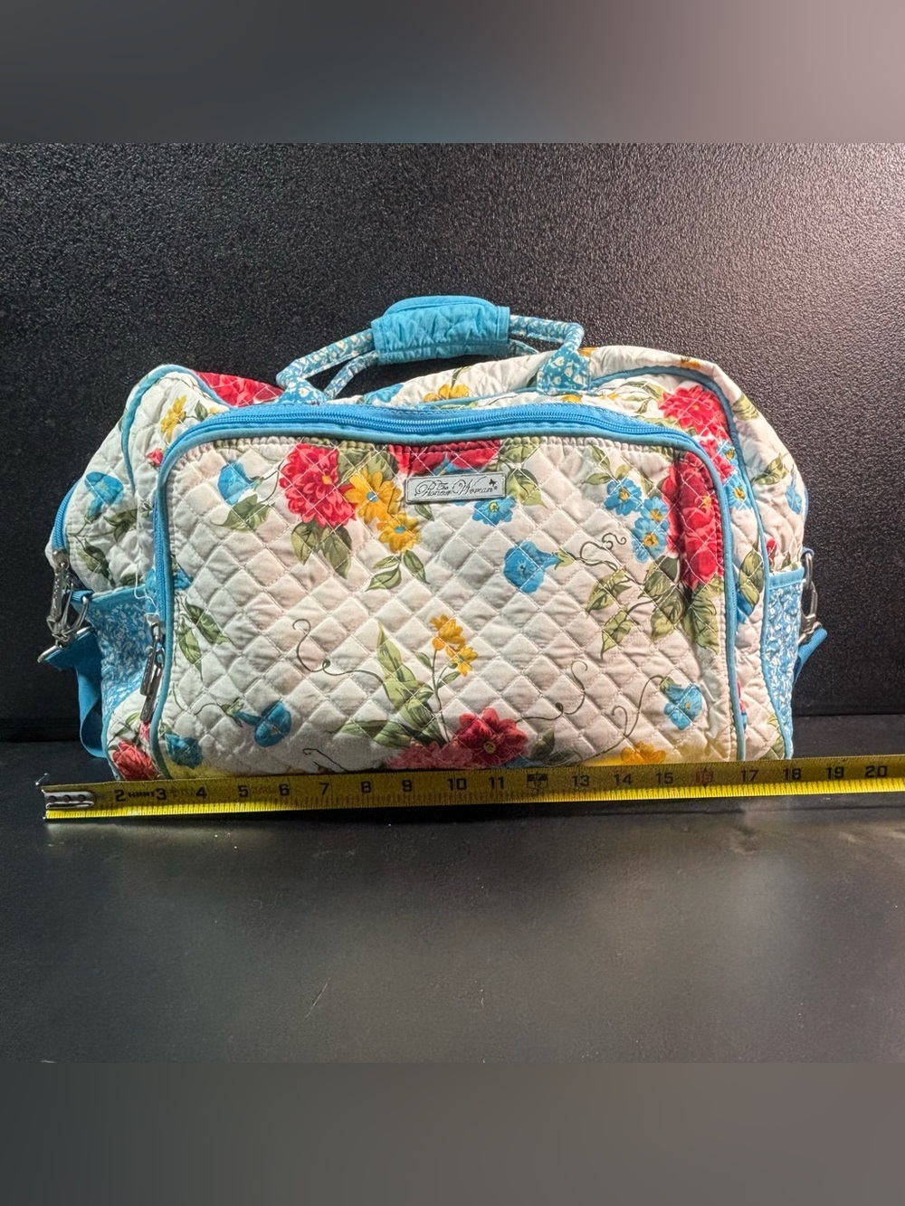 The Pioneer Woman Sweet Rose Weekender Floral Quilted Carry On Travel Bag - Picture 7 of 8
